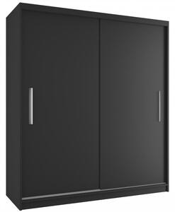 Šatníková skriňa 158 cm Belini čierny mat s posuvnými dverami SI SZP3/1/B/B/0/AL