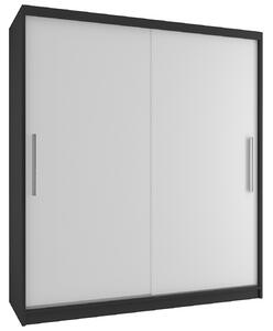 Šatníková skriňa 133 cm Belini čierny mat / biely mat s posuvnými dverami SI SZP2/2/B/W/0/AL