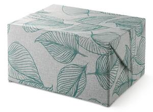 Úložná škatuľa s ľubovoľne skladacím vekom, nízka, sivá s potlačou listov