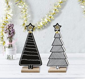 Tutumi Drevená dekorácia vianočný stromček čierno-biela