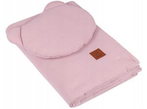 Infantino Mušelínová deka 100x70 s vankúšikom Teddy 35x30 Farba: ružová