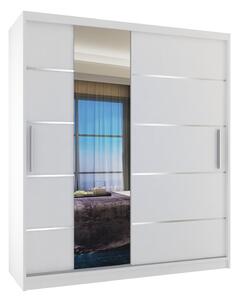 Šatníková skriňa 133 cm Belini biely mat s posunými dverami zrkadlom a zásuvkami Výrobca MBP SZP6/1/W/W/0/KLAL