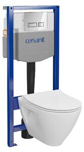 Cersanit Mille, System50 MECH podomietkový rám + závesná wc misa Mille Plus CleanOn + chrómové tlačidlo MOVI II, S701-752