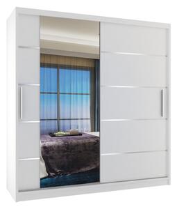 Šatníková skriňa 158 cm Belini biely mat s posunými dverami zrkadlom a zásuvkami Výrobca MBP SZP7/0/W/W/0/KLAL