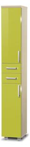 Vysoká kúpeľňová skrinka K14 farba korpusu: Agát, farba dvierok: Lemon lesk