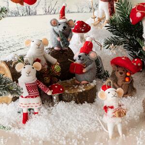 Plstená vianočná ozdoba Mouse in Jumper Myšiak
