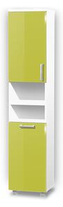 Vysoká kúpeľňová skrinka s košom K17 farba korpusu: Bielý, farba dvierok: Lemon lesk