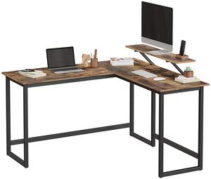 VASAGLE Rohový PC stôl industriálny s policou 140 x 130 x 76 cm