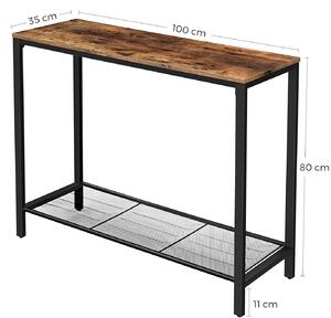 VASAGLE Konzolový stolík s kovovou policou 100 x 80 x 35 cm