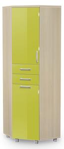 Vysoká kúpeľňová skrinka rohová s košom K35 farba korpusu: Agát, farba dvierok: Lemon lesk