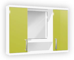 Závesná kúpeľňová skrinka so zrkadlom K11 farba korpusu: Bielý, farba dvierok: Lemon lesk