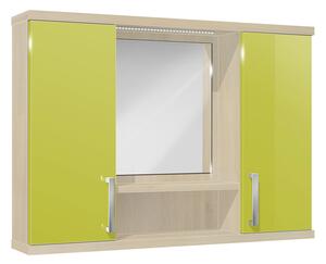 Závesná kúpeľňová skrinka so zrkadlom K11 farba korpusu: Agát, farba dvierok: Lemon lesk