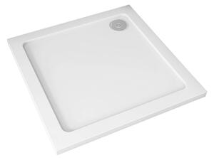 Cerano Piato, štvorcová sprchová vanička z liateho mramoru 70x70x3 cm, biela, CER-CER-GSR77