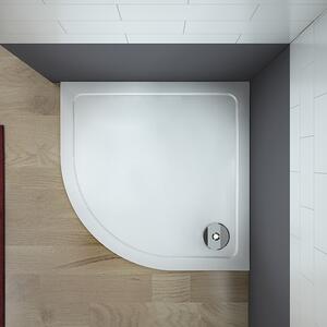 CERANO - Sprchová vanička z liateho mramoru štvrťkruhová Piato - biela matná - 90x90 cm