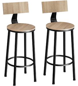 Tectake 404351 2 barové stoličky poole - industrial svetlé drevo, dub sonoma