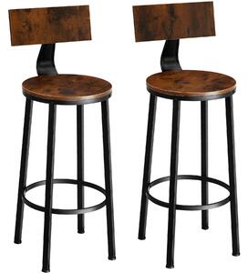 Tectake 404350 2 barové stoličky poole - industrial tmavé drevo