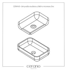 CERANO - Umývadlo na dosku z liateho mramoru Ora - biela matná - 54x36 cm