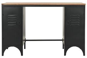 Stôl s dvoma podstavcami, masívne jedľové drevo a oceľ, 120x50x76 cm