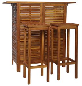 3-dielna súprava barového stola a stoličiek masívne akáciové drevo