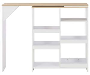 Barový stôl s pohyblivou poličkou, biely 138x39x110 cm