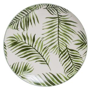 Keramický tanier Green leaf biely