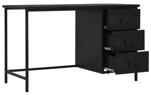 Stôl so zásuvkami, industriálny, čierny 120x55x75 cm, oceľ
