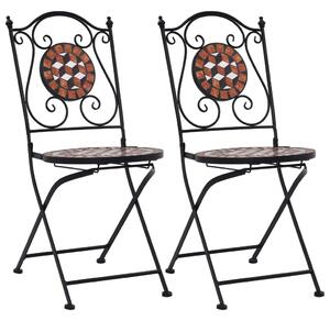 Mozaikové bistro stoličky 2 ks, hnedé, keramika