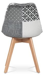 Jedálenská stolička ADERYN čierna/biela, patchwork