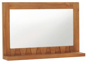 Nástenné zrkadlo s poličkou 60x12x40 cm masívne teakové sklo