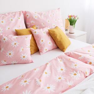Goldea bavlnené posteľné obliečky - kvety margarétok 140 x 220 a 70 x 90 cm