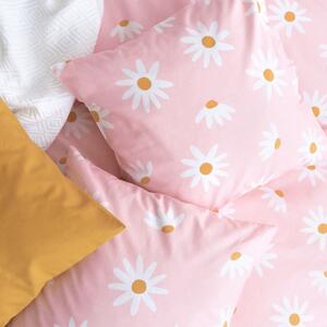 Goldea bavlnené posteľné obliečky - kvety margarétok 140 x 200 a 70 x 90 cm