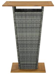 Barový stôl sivý 80x80x110 cm polyratan a akáciový masív