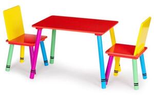 ECOTOYS Detský drevený stolík Color + 2 stoličky
