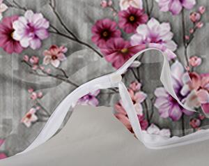 Sivé obliečky zo syntetickej bavlny s ružovými kvetmi Sivá