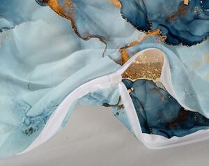 Obliečky zo syntetickej bavlny s modrým mramorovým vzorom Modrá