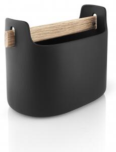 Multifunkčný box s drevenou rukoväťou čierny nízky