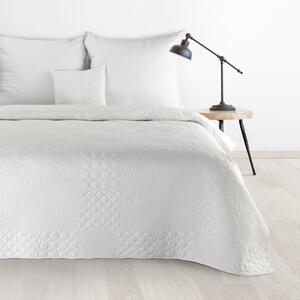 Bielo sivé obojstranné prikrývky na posteľ a abstraktným vzorom 200 x 220 cm Biela