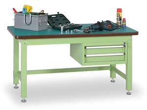 Dielenský stôl GL So závesným boxom na náradie, MDF + PVC doska, 2 zásuvky, 2100 x 750 x 800 mm
