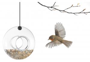 Závesné sklenené kŕmidlo pre vtáky