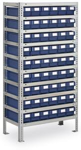 Regál s plastovými boxmi MAX - 1600 x 400 x 800 mm, 54x box B