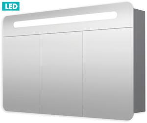 Zrkadlová skriňa 100 cm, 3 dvere, LED osvetlenie, zásuvka+vypínač, IP44 GALPIR100LED
