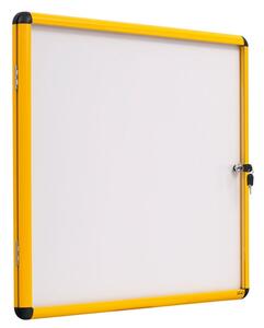 Vnútorná vitrína s bielym magnetickým povrchom, žltý rám, 720 x 674 mm (6xA4)
