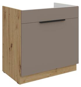 Kondela Drezová kuchynská skrinka Frisbo 80 ZL 1S BB - sandgrau / dub artisan