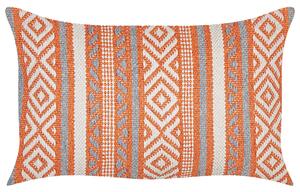 Dekoratívny vankúš oranžová a biela bavlnená obliečka 30 x 50 cm geometrický vzor boho dizajn