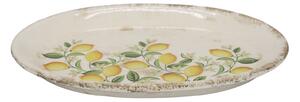 Béžový antik keramický podnos s kvetmi Fleurville - 25*18*2 cm - Chic Antique