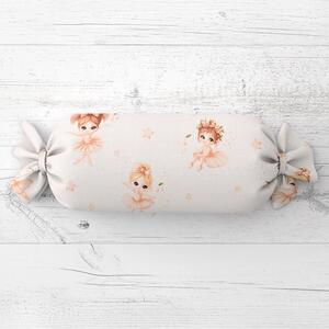 Biante Detský vankúš valec bonbon Sandra SA-759 Malé baletky na bledo ružovom 15x40 cm