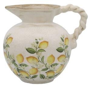 Béžový antik keramický džbán s citrónmi Limone Blossom - 20,5 * 18,5 cm - Chic Antique