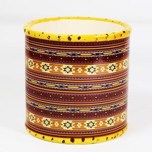 Keramický obal na kvetináč boho 10cm hnedý (Etno nádoba s aztéckym vzorom)