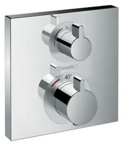 Termostatická batéria pod omietku Hansgrohe Ecostat Square s uzatváracím ventilom a reguláciou prietoku, chróm 15714000