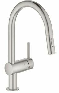 Drezová batéria GROHE Minta s vyťahovacou sprškou supersteel 32321DC2